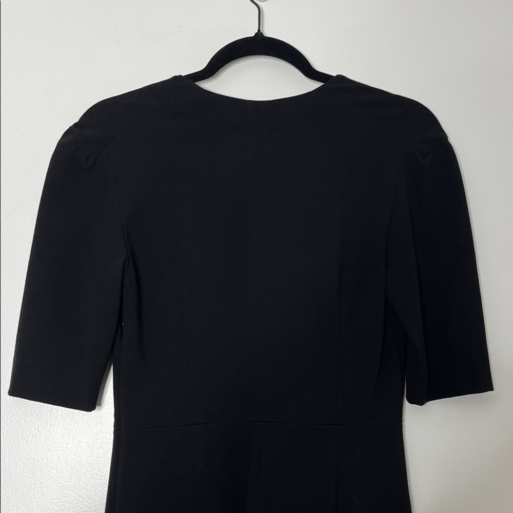 Diane Von Furstenberg Black V- Neck Midi Sheath Dress w/ Front Center Slit Sz 2 - Picture 6 of 8
